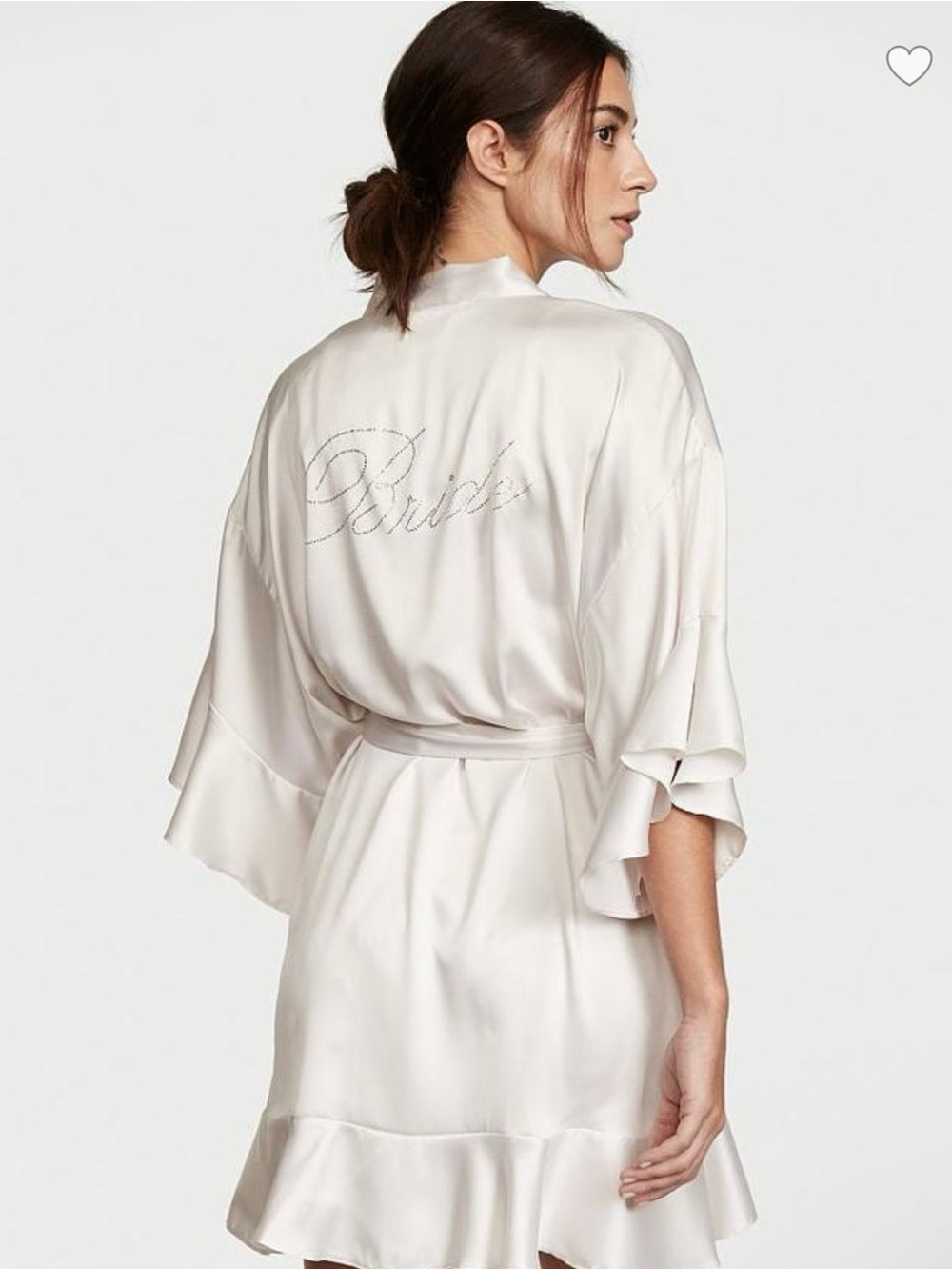 Victoria's Secret Bride Embellished Satin Short Robe White